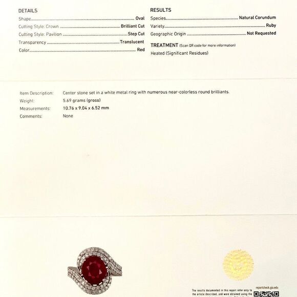 Natural Ruby Diamond Ring 14k Gold 6.32 TCW Size 6.5 GIA Certified $6,975 111872 - Picture 11 of 12